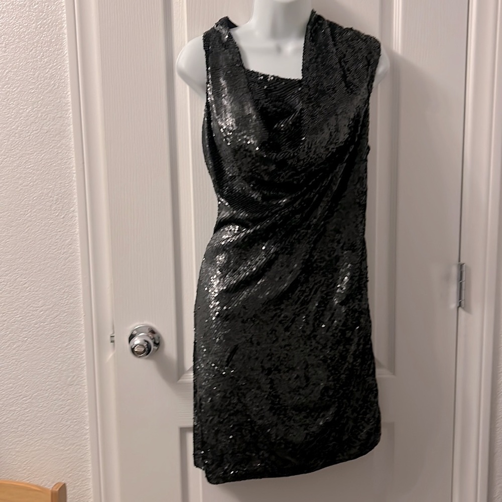 All Saints Spitafields Cowl neck Ruched Asymmetrical Shoulder Mini dress 10